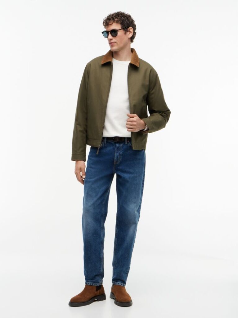 Beige Cotton Cashmere Crew Neck Jumper.  Men