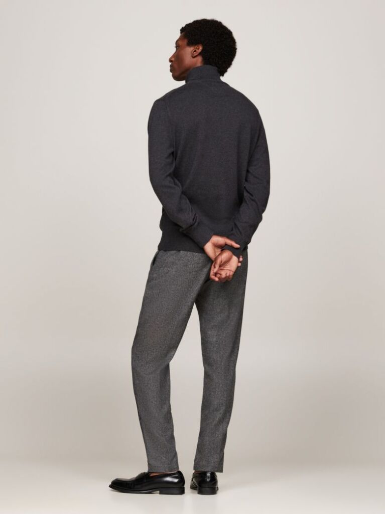 Grey Cotton Cashmere Roll Neck Jumper  Men