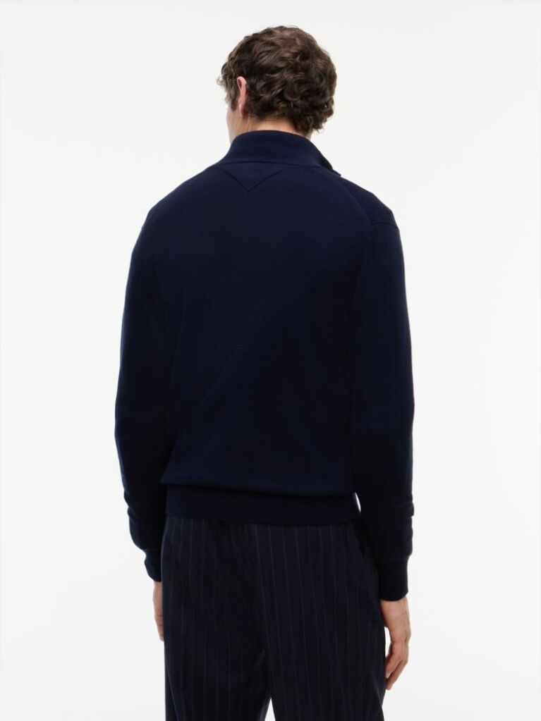 Blue Cotton Cashmere Zip-Thru Cardigan  Men