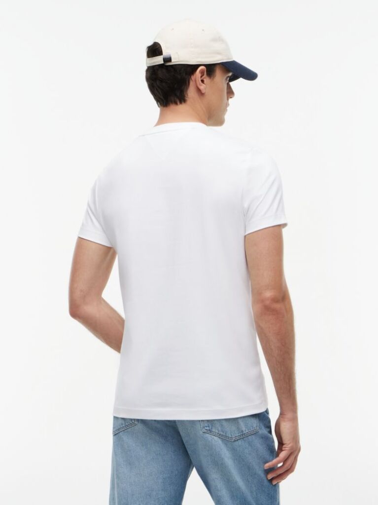 Άσπρο Slim T-Shirt Με Κεντητό Σημαιάκι  Άνδρες