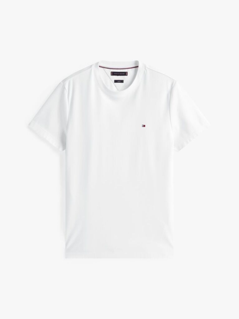 Άσπρο Slim T-Shirt Με Κεντητό Σημαιάκι  Άνδρες