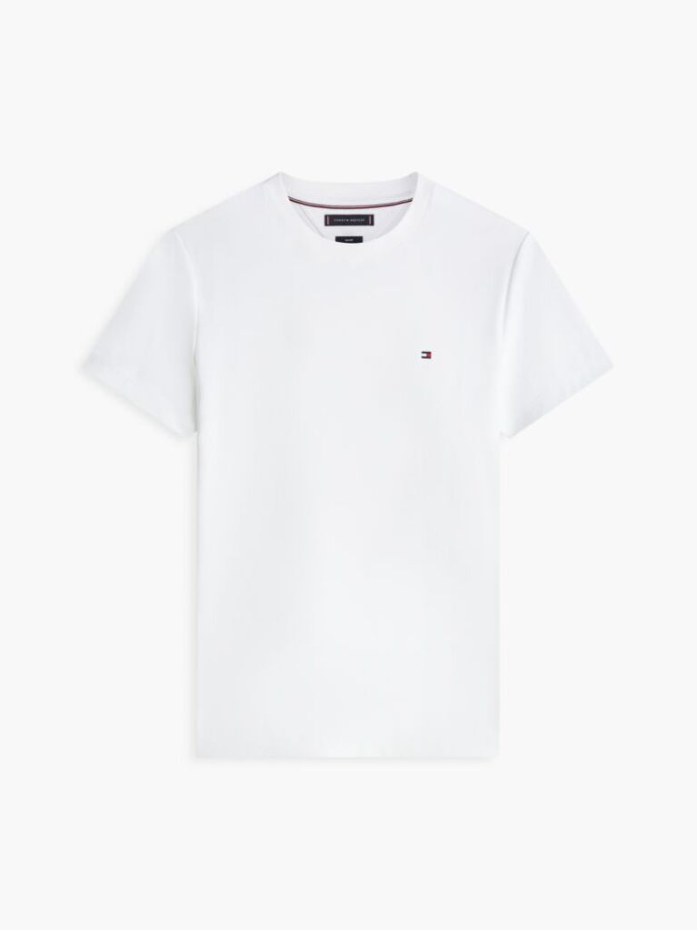 Άσπρο Slim T-Shirt Με Κεντητό Σημαιάκι  Άνδρες