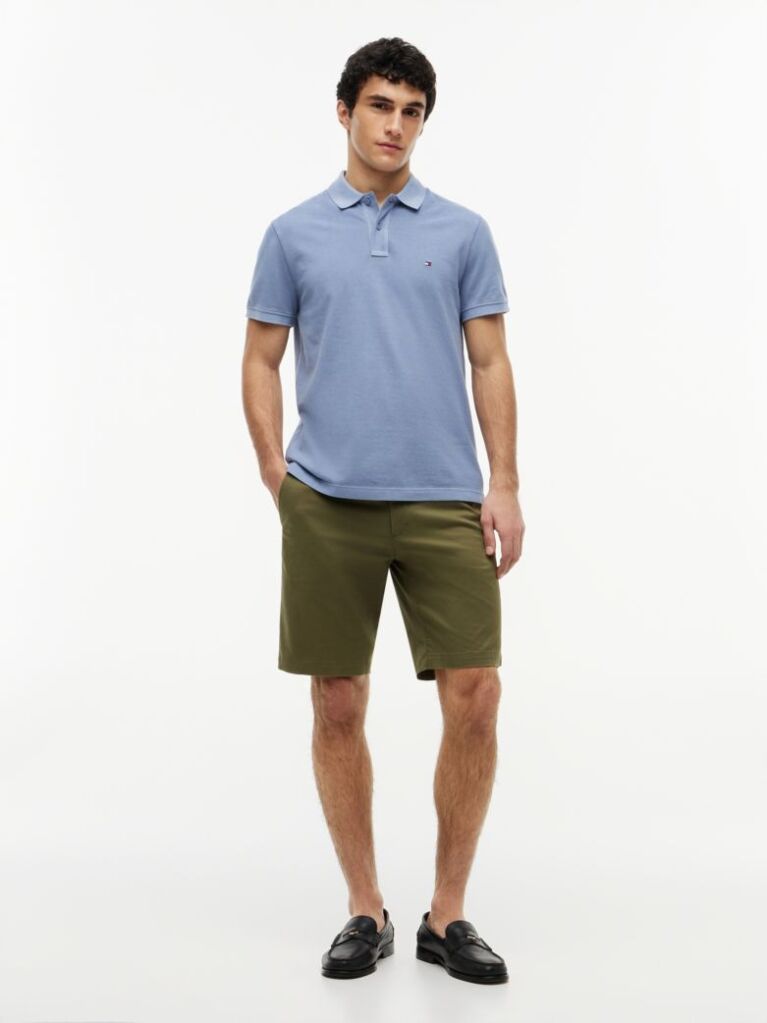 Blue Garment Dyed Flag Embroidery Regular Polo  Men
