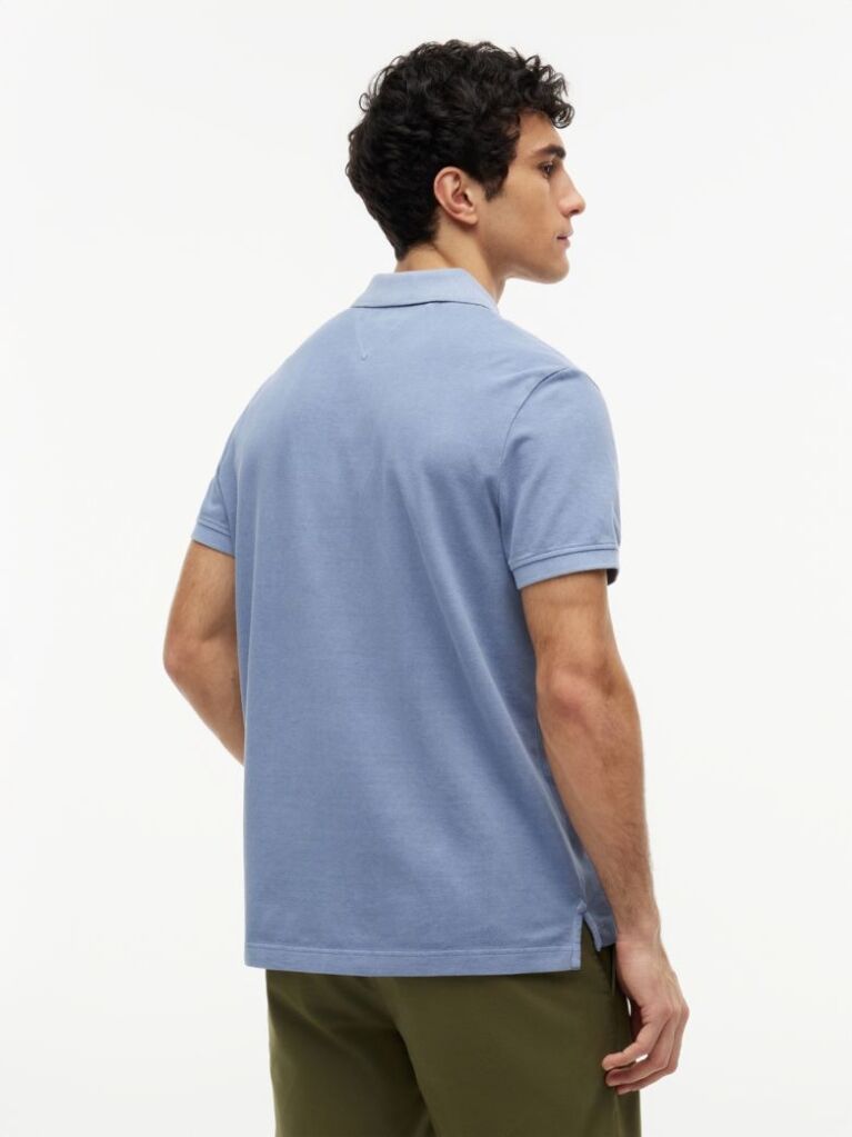 Blue Garment Dyed Flag Embroidery Regular Polo  Men