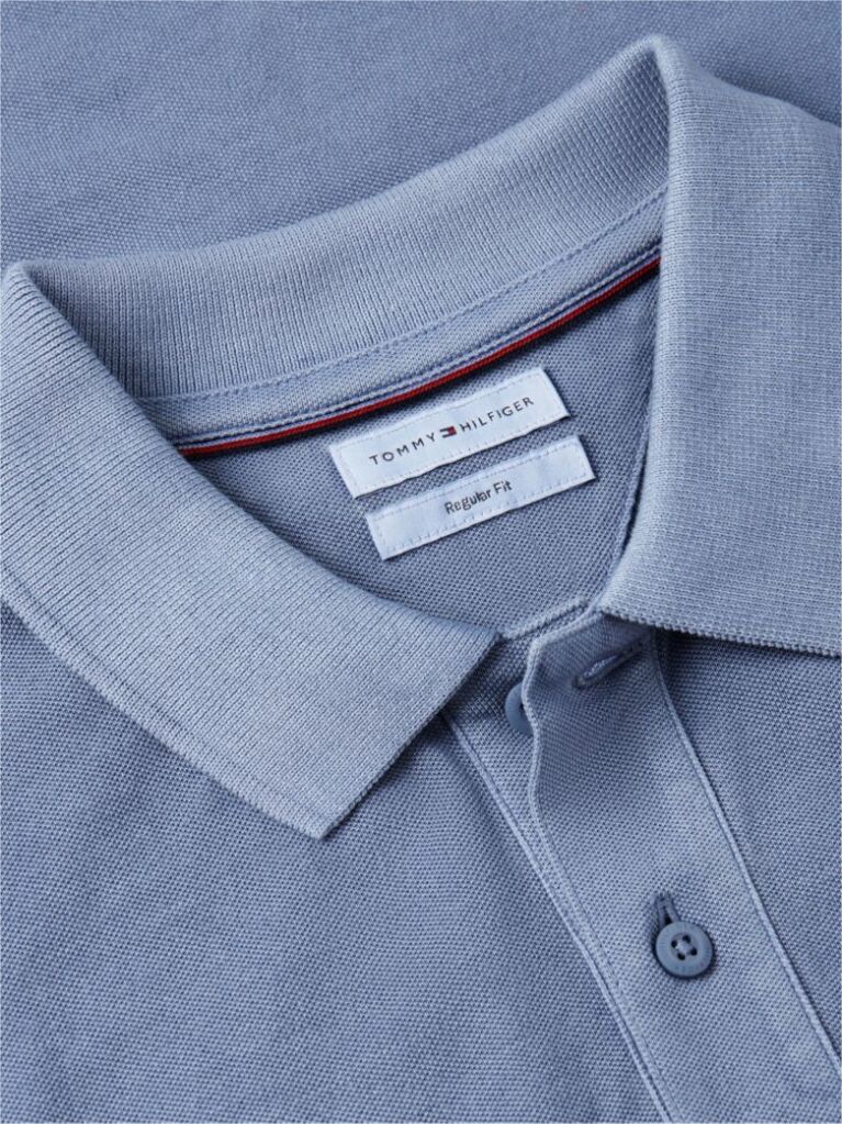 Blue Garment Dyed Flag Embroidery Regular Polo  Men