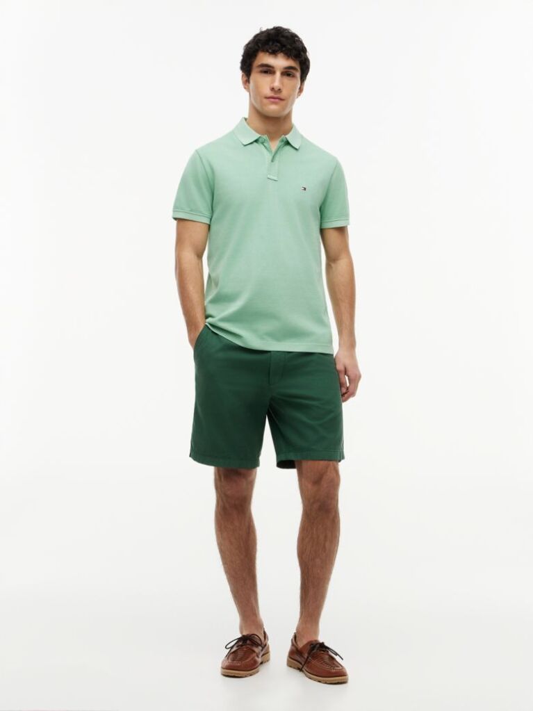 Green Garment Dyed Flag Embroidery Regular Polo  Men