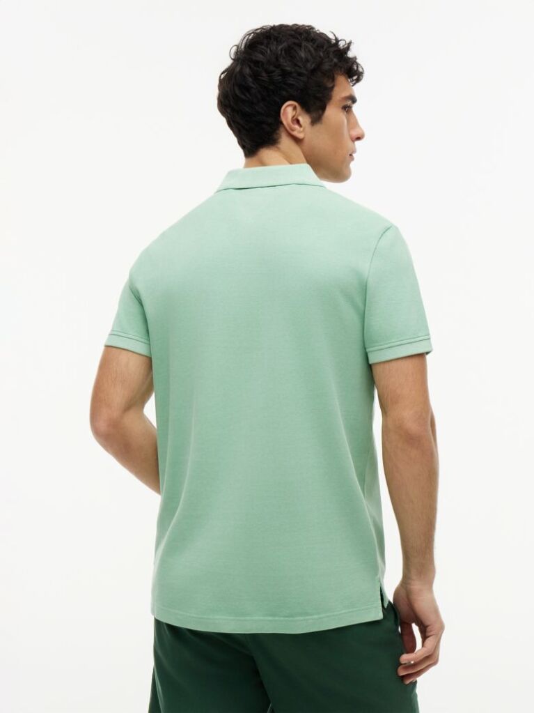 Green Garment Dyed Flag Embroidery Regular Polo  Men