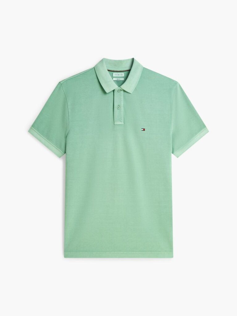 Green Garment Dyed Flag Embroidery Regular Polo  Men