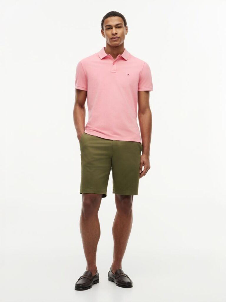 Pink Garment Dyed Flag Embroidery Regular Polo  Men
