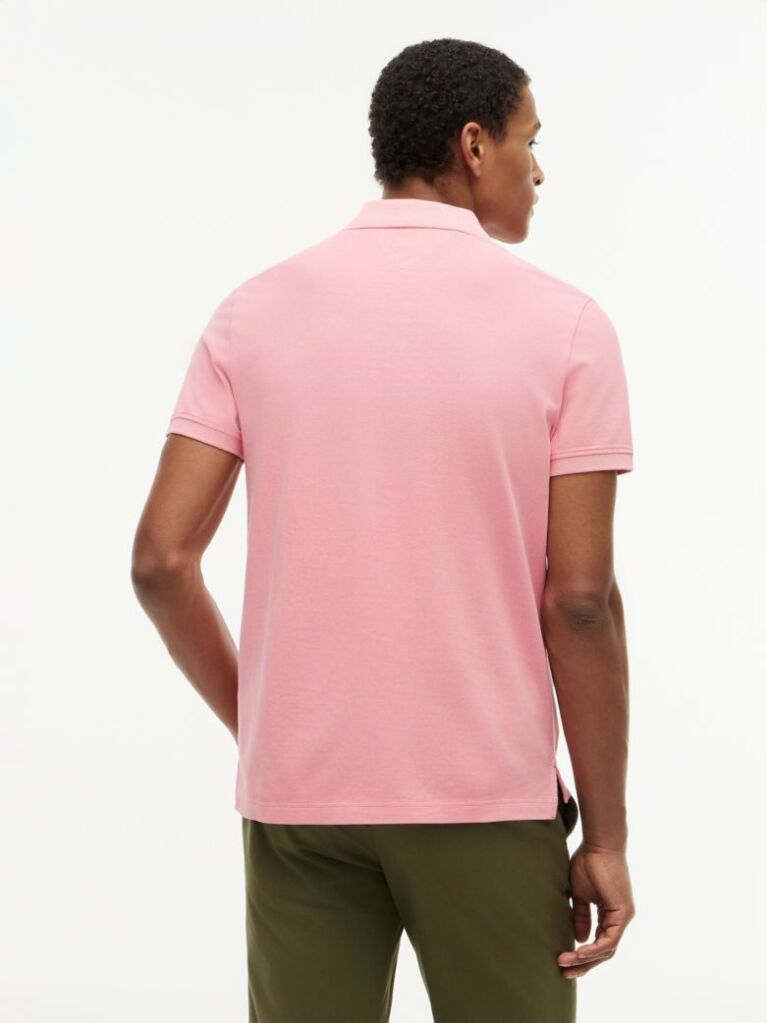 Pink Garment Dyed Flag Embroidery Regular Polo  Men