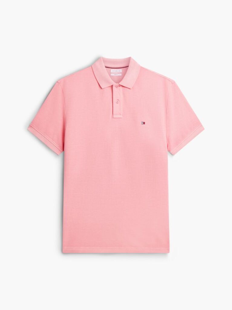 Pink Garment Dyed Flag Embroidery Regular Polo  Men