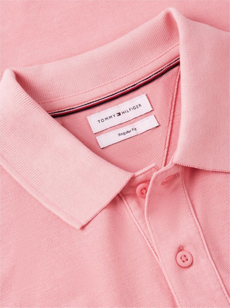 Pink Garment Dyed Flag Embroidery Regular Polo  Men