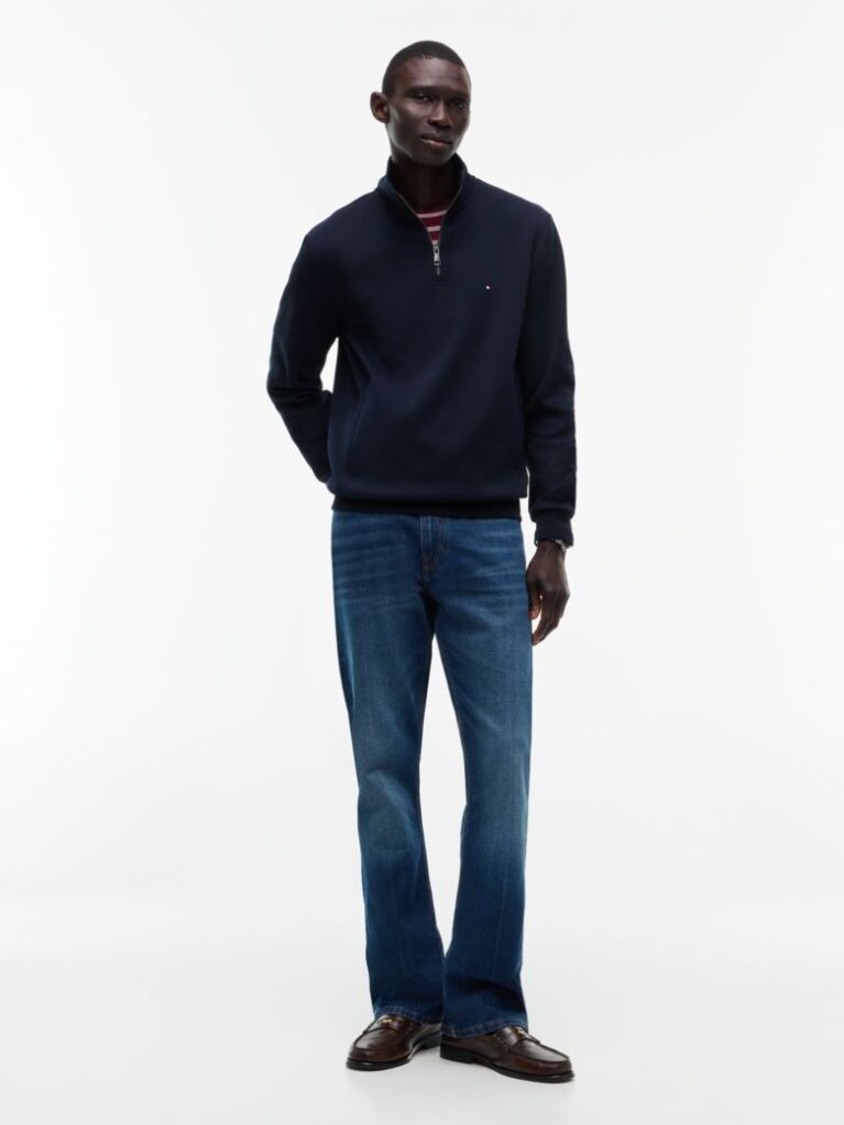 Blue Quarter-Zip Intechno Knit Sweatshirt  Men