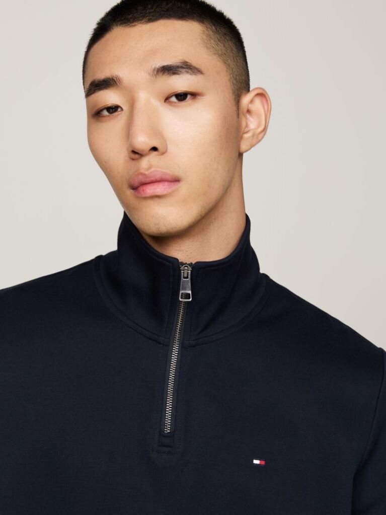 Blue Quarter-Zip Intechno Knit Sweatshirt  Men