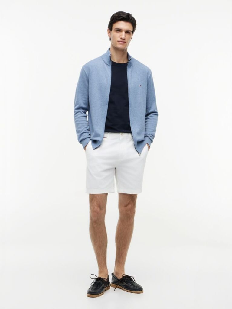 Blue Mock Turtleneck Zip-Thru Cardigan  Men