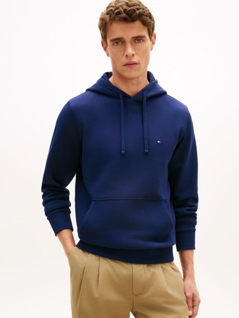 Μπλε Hoody Από Βαμβακερό Terry Με Κεντητό Σημαιάκι  Άνδρες