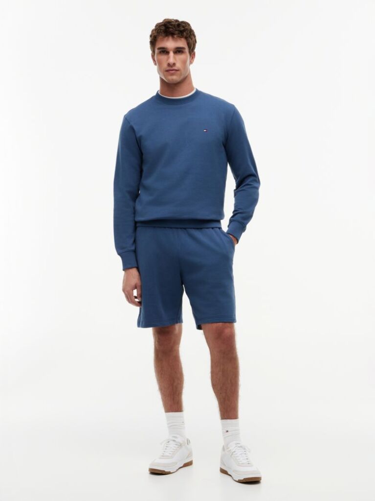 Blue Flag Embroidery Sweat Bermuda Shorts  Men