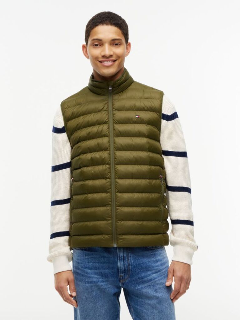 Green Packable Water Repellent Vest  Men