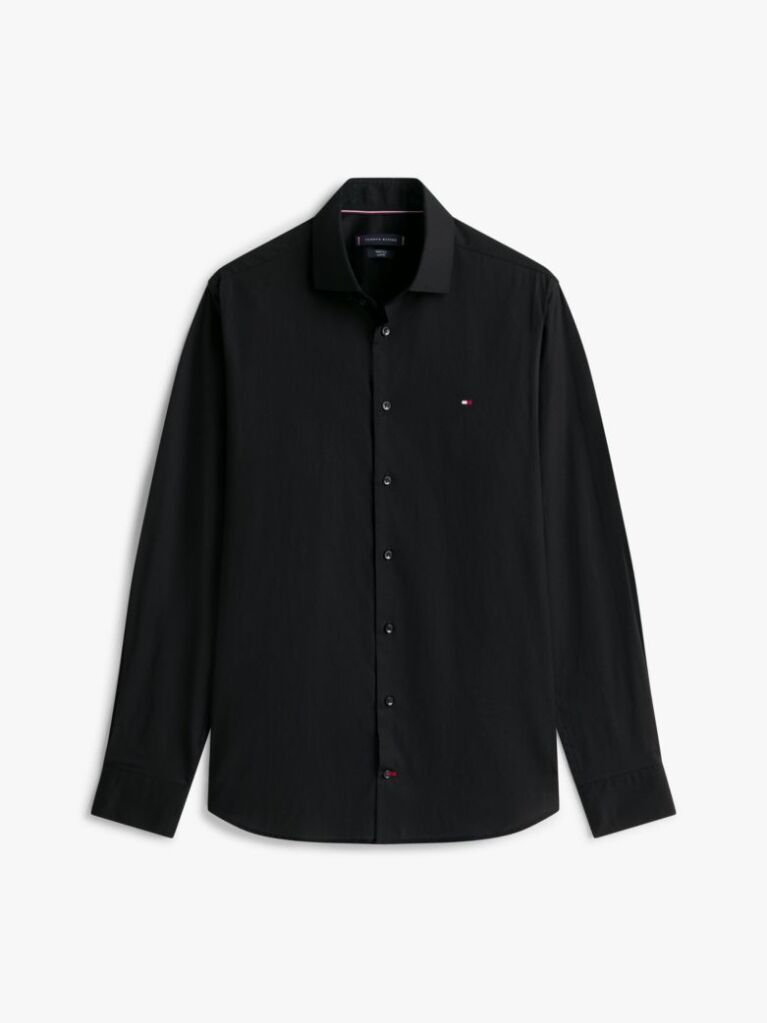 Black Flex Slim Fit Poplin Shirt  Men
