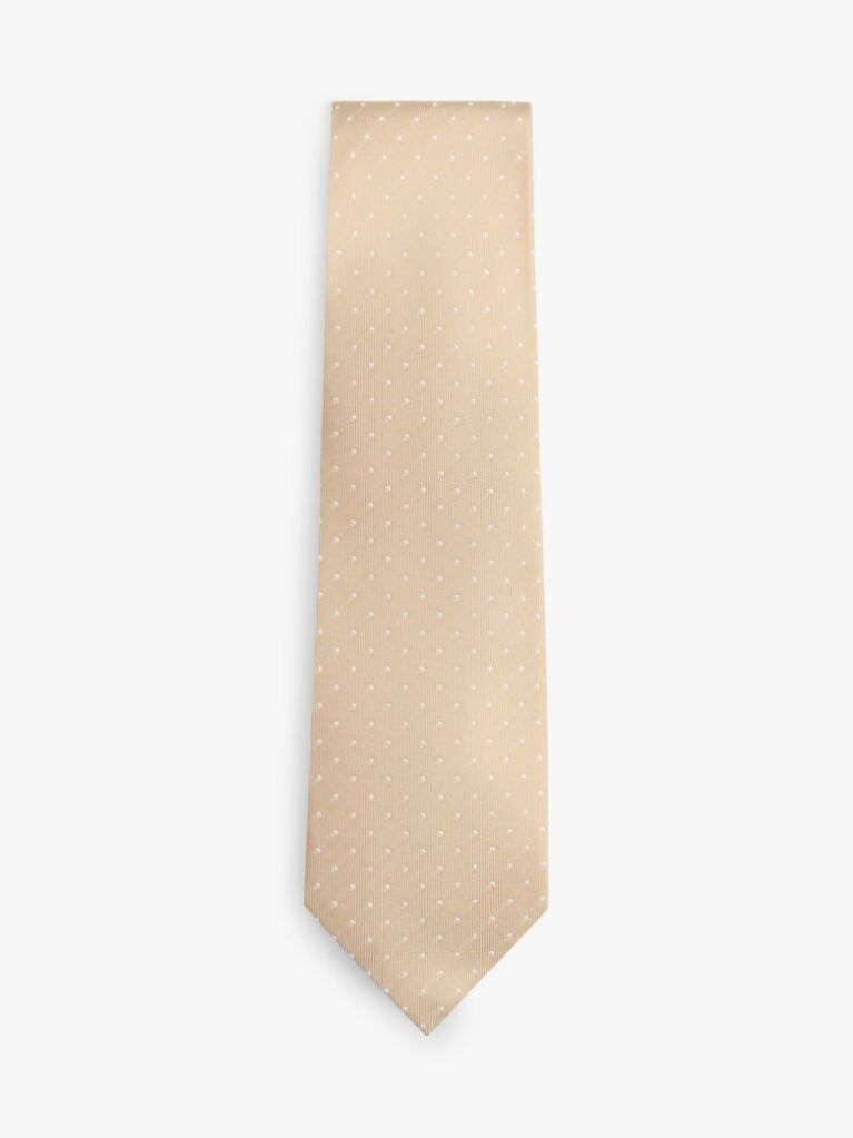 Beige Pure Silk Jacquard Micro Dot Tie  Men