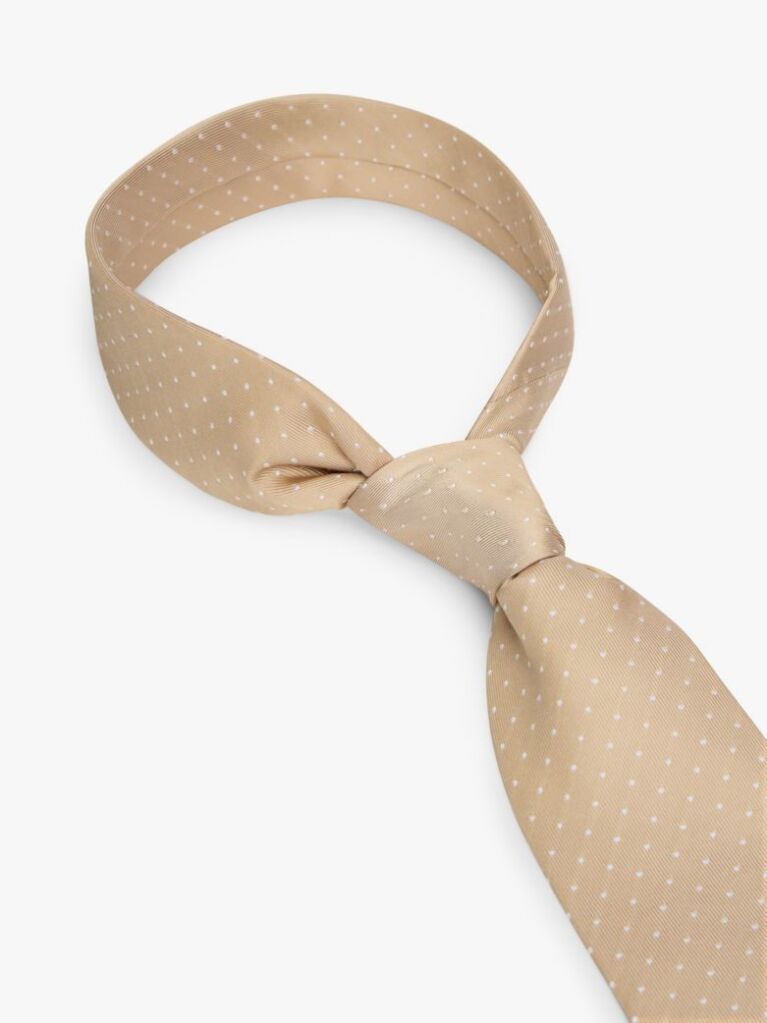 Beige Pure Silk Jacquard Micro Dot Tie  Men
