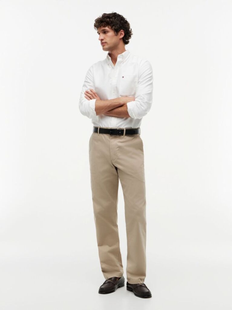 Beige Mercer Twill Flag Embroidery Regular Chinos  Men