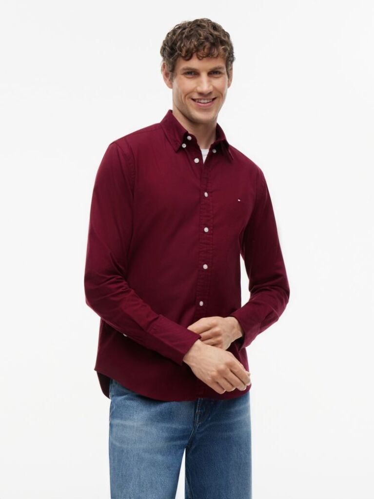 Κόκκινο TH Flex Flannel Πουκάμισο Σε Κανονική Γραμμή  Άνδρες