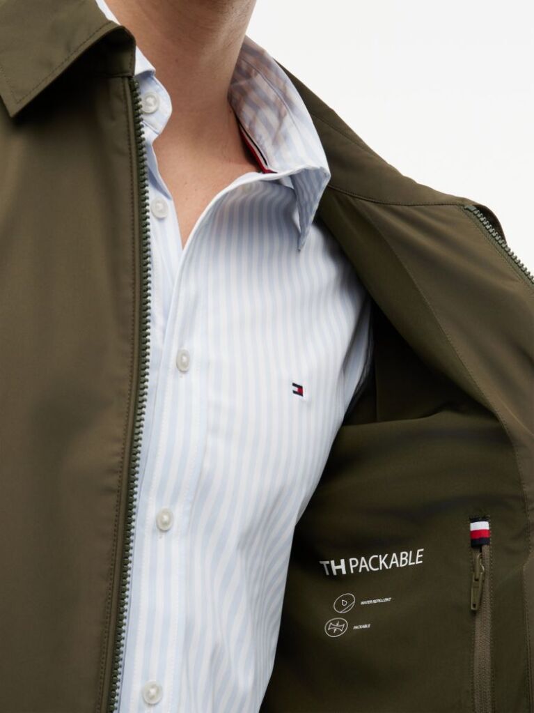 Green Packable Water Repellent Zip-Thru Ivy Jacket  Men