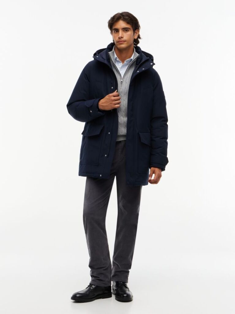 Blue Water Repellent Down Hooded Rockie Parka  Men