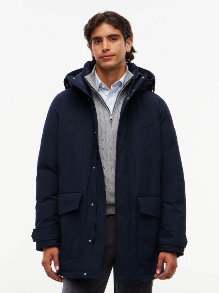 Blue Water Repellent Down Hooded Rockie Parka  Men