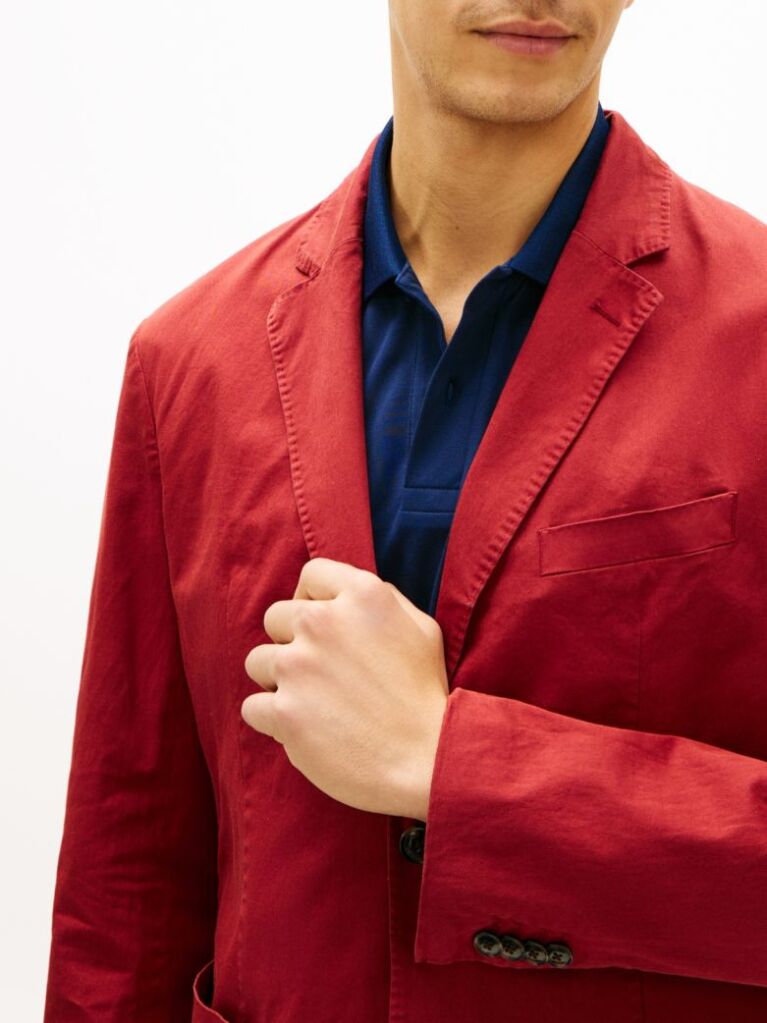 Κόκκινο Smart Casual Blazer Σε Κανονική Γραμμή  Άνδρες