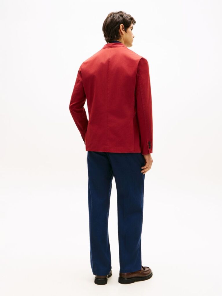 Κόκκινο Smart Casual Blazer Σε Κανονική Γραμμή  Άνδρες