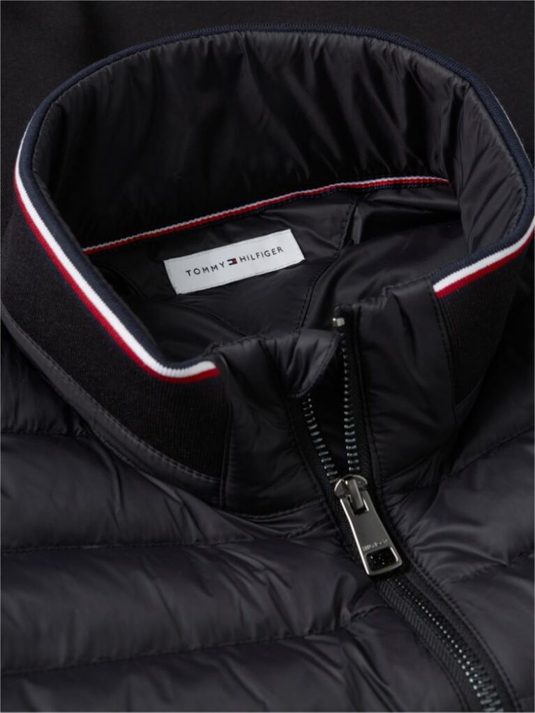 Black Mixed Texture Quilted Zip-Thru Sweatshirt  Men