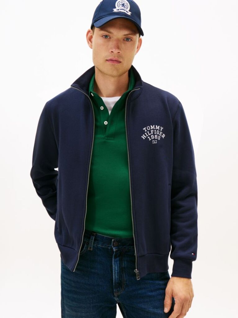 Blue Stand-Up Collar Track Jacket  Men