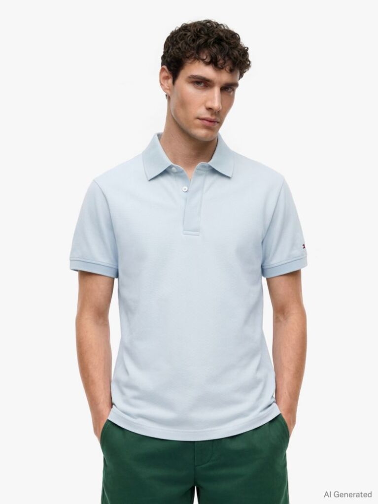 Blue Regular Fit Concealed Placket Polo Shirt  Men