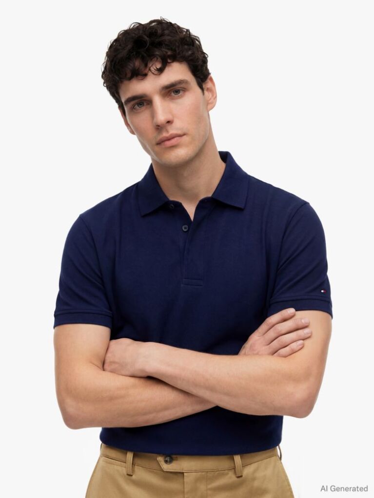 Blue Regular Fit Concealed Placket Polo Shirt  Men