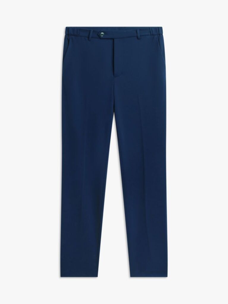 Blue Smart Casual Straight Leg Trousers  Men