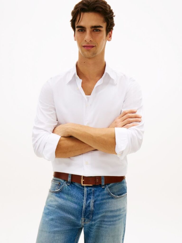 White Smart Casual TH Flex Regular Fit Shirt  Men