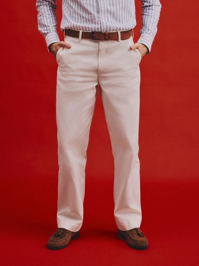 Beige Washed Relaxed Twill Chinos  Men
