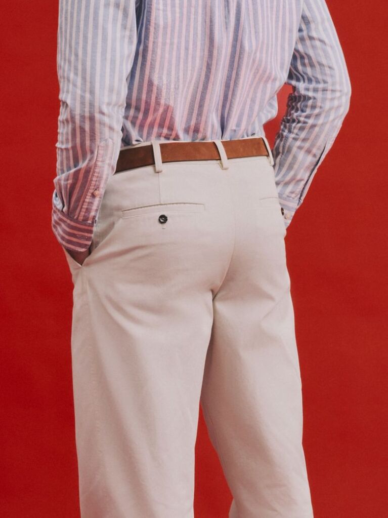 Beige Washed Relaxed Twill Chinos  Men