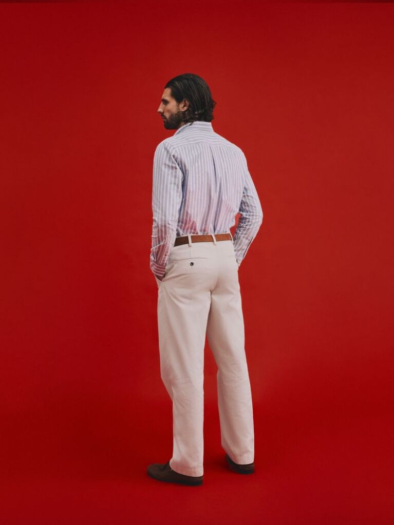 Beige Washed Relaxed Twill Chinos  Men