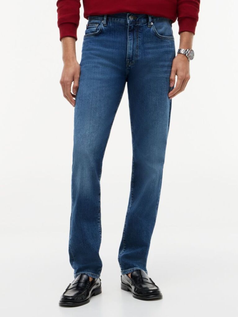 Blue Denton Whiskered Slim Straight Leg Jeans  Men