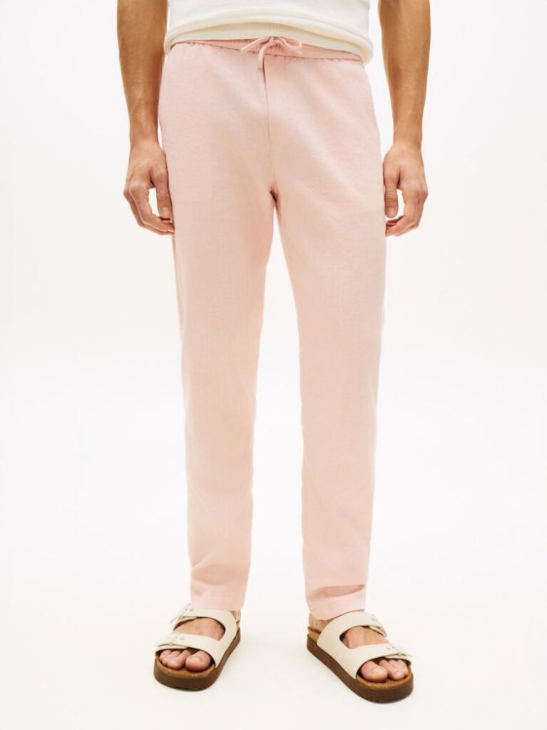 Ροζ Harlem Παντελόνι Chinos Λινό Σε Tapered Γραμμή  Άνδρες