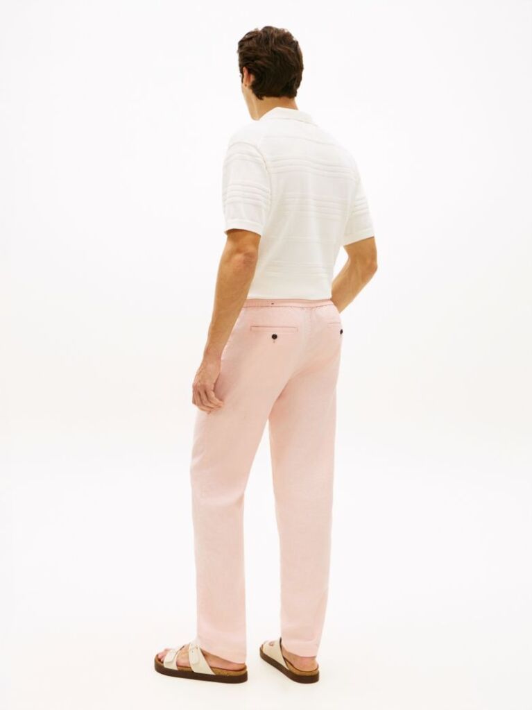 Ροζ Harlem Παντελόνι Chinos Λινό Σε Tapered Γραμμή  Άνδρες