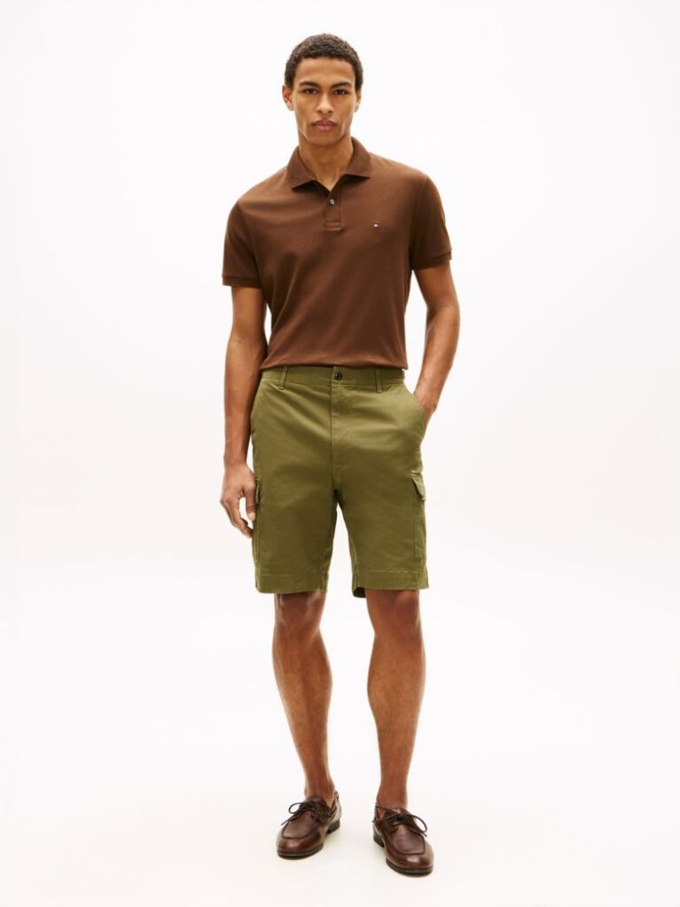 Green Twill Relaxed Cargo Bermuda Shorts  Men