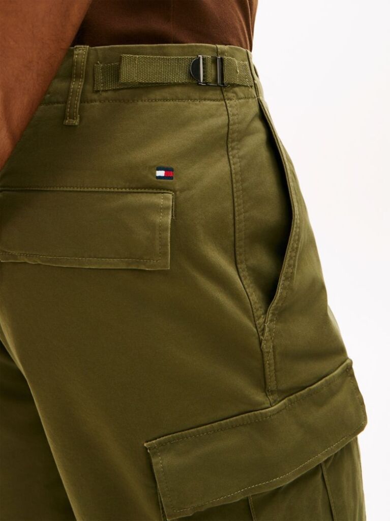 Green Twill Relaxed Cargo Bermuda Shorts  Men