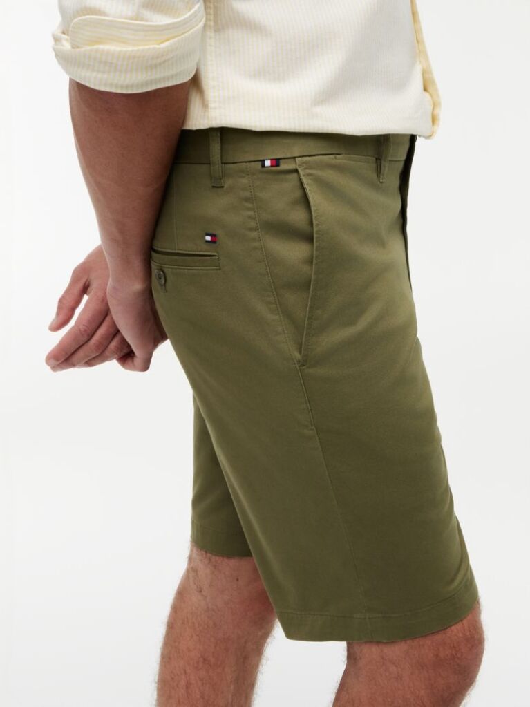 Green Denton Twill Slim 9.5" Inseam Bermuda Shorts  Men