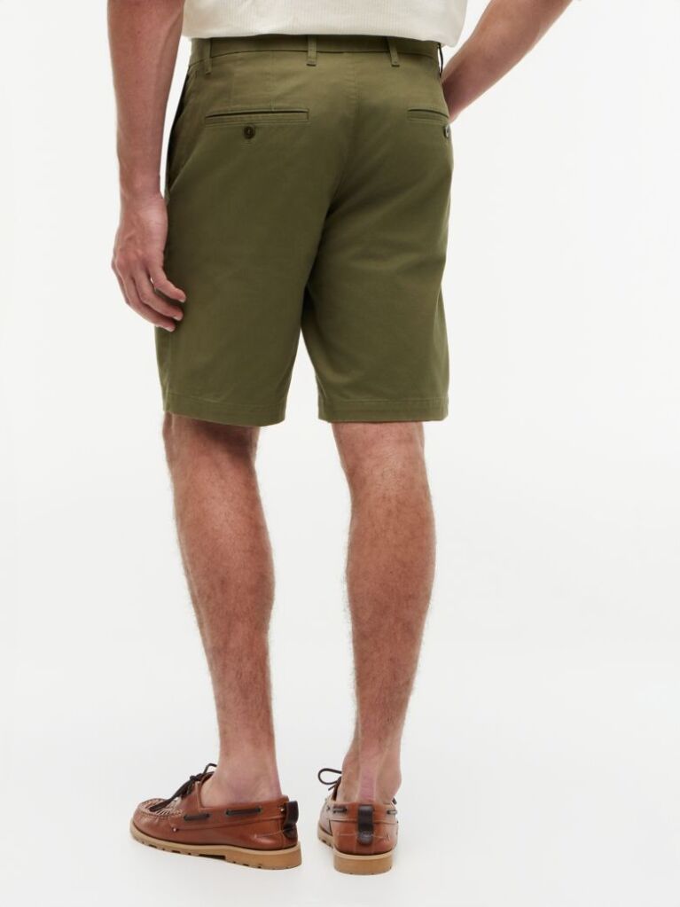 Green Denton Twill Slim 9.5" Inseam Bermuda Shorts  Men