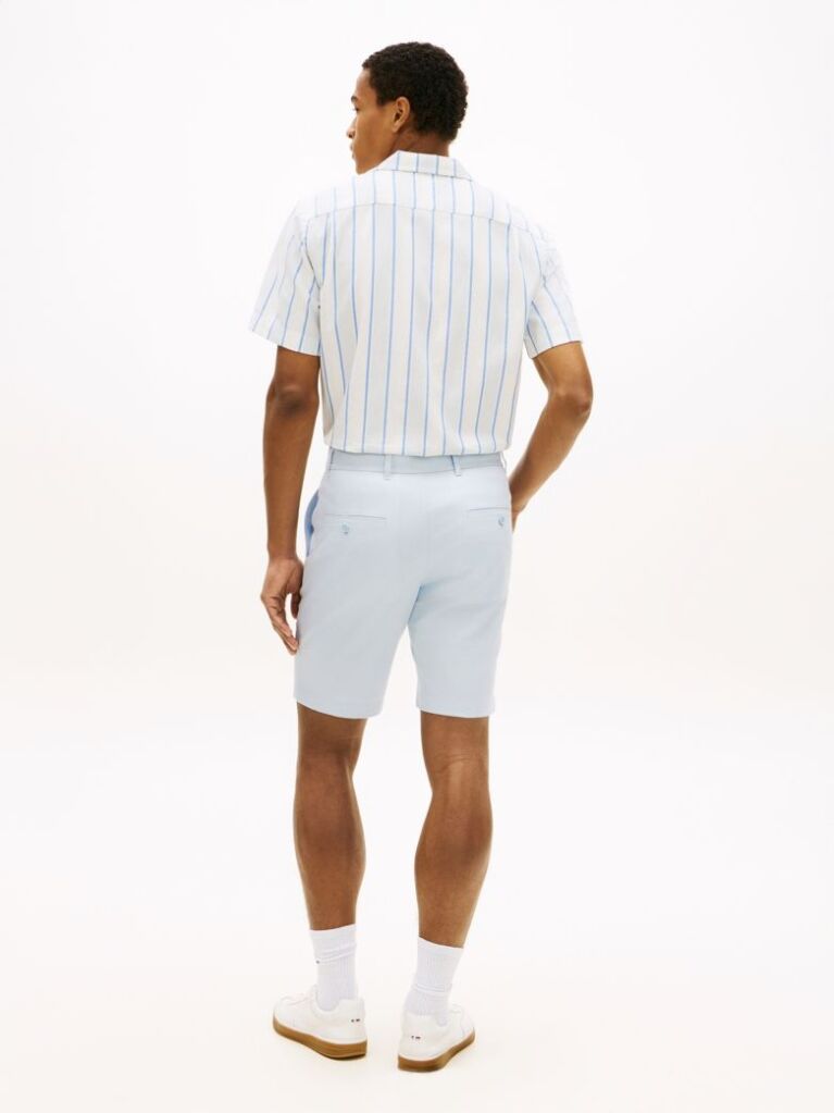 Blue Denton Print Slim 9.5" Inseam Chino Bermuda Shorts  Men