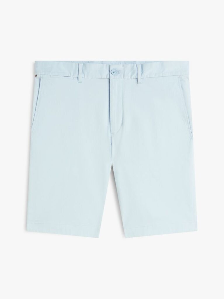 Blue Denton Print Slim 9.5" Inseam Chino Bermuda Shorts  Men